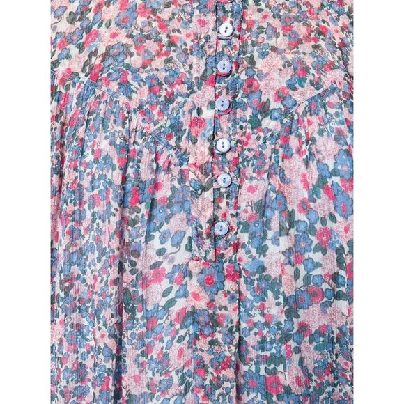 ISABEL MARANT Orion Blue Pink Floral Silk Georgette Mini Tunic Dress, Size 36/XS - Picture 4 of 16
